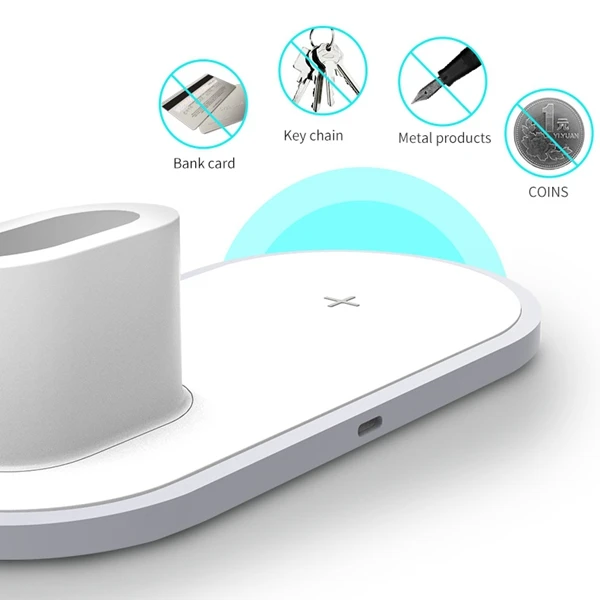 Wireless Charger, Fast 3 in 1 Stand for Mobile Phone Watch Headset for IPhone Xs Max/XR/8 Plus/Samsung S10 S9, Wireless Charging