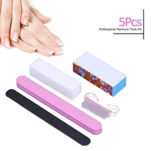 5 шт./компл. маникюрные инструменты комплект прямоугольный Пилочки для ногтей кисть, аксессуары для украшения ногтей, профессиональный Цвет в случайном порядке