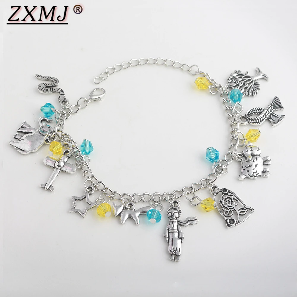 ZXMJ Le Petit Prince браслет Слон лиса плоское дерево принц Любовь Роза символ звенья цепи браслеты ювелирные изделия подарок