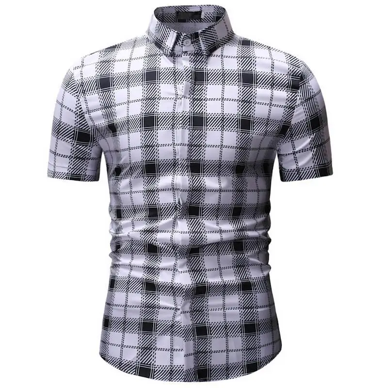 Men's plaid pocket shirt new design men's slim short sleeve dress shirt casual men's shirt Chemise Homme Camisa Social XXXL