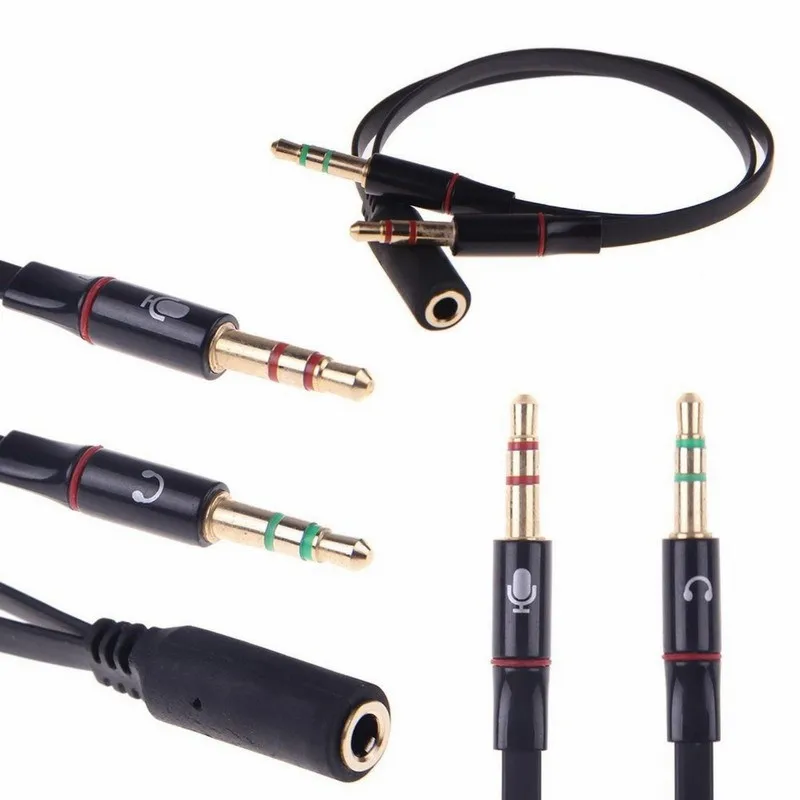 3.5mm AUX Audio Mic Y Splitter Cable Headphone Adapter Female To 2 Male cables For PC Computer notebook Accessories