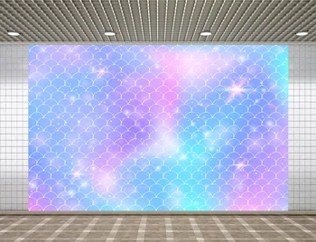 

Lyavshi mermaid background princess rainbow scales pattern for party decoration Photo Vinyl Studio Props Photography Backdrops
