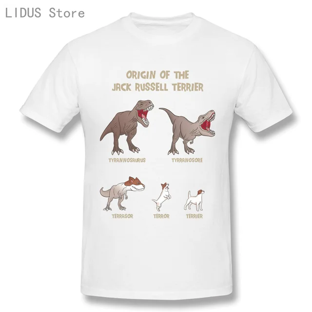 LIDUS Origin Of The Jack Russell Terrier Evolution History Meme Shirt Short Sleeved Tshirt Fashion Cotton T-shirt Tee Shirts white