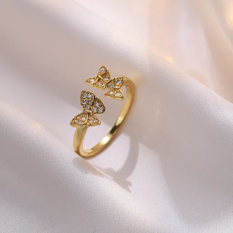 Small Butterfly Ring Women 2021 Fashion Jewelry Trend Personality  Finger Gold Ring Small Korean Version of  Accessories