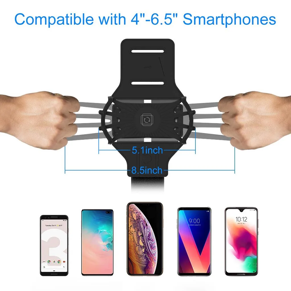 CARPRIE Съемная повязка для бега для 4-6,5 дюймового телефона, держатель для сотового телефона, вращающаяся на 360 подставка для телефона