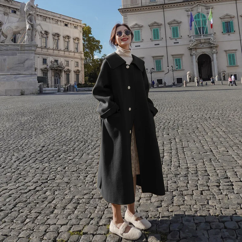 

Woolen Jacket Women's Mid-length 2020 Autumn And Winter New Style Short-height Hepburn Wind Loose-Fit Versatile Elegant Woolen O