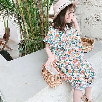 

Girls' Overalls Floral-Print Korean-style One Piece One-piece 19 Summer Wear New Style Childrenswear 3-8-Year-Old