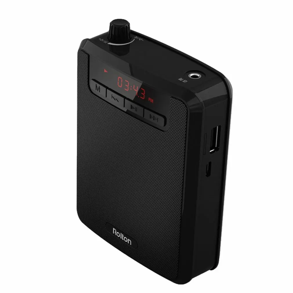 

Rolton Portable Voice Amplifier Waist Band Clip with FM TF MP3 Powerbank for Tour Guides Teachers Teaching Microphone