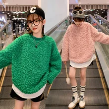 

Girls Boys Hoodies Sweatshirts Kids Jacket 2021 Loose Winter Autumn Warm Top Thicken Velvet Pullover Fleece Cotton Children's Cl