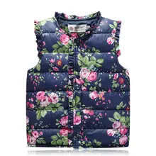 Детский хлопковый жилет на пуху детский жилет стеганое хлопковое пальто для мальчиков Теплый жилет с цветочным принтом для больших мальчиков