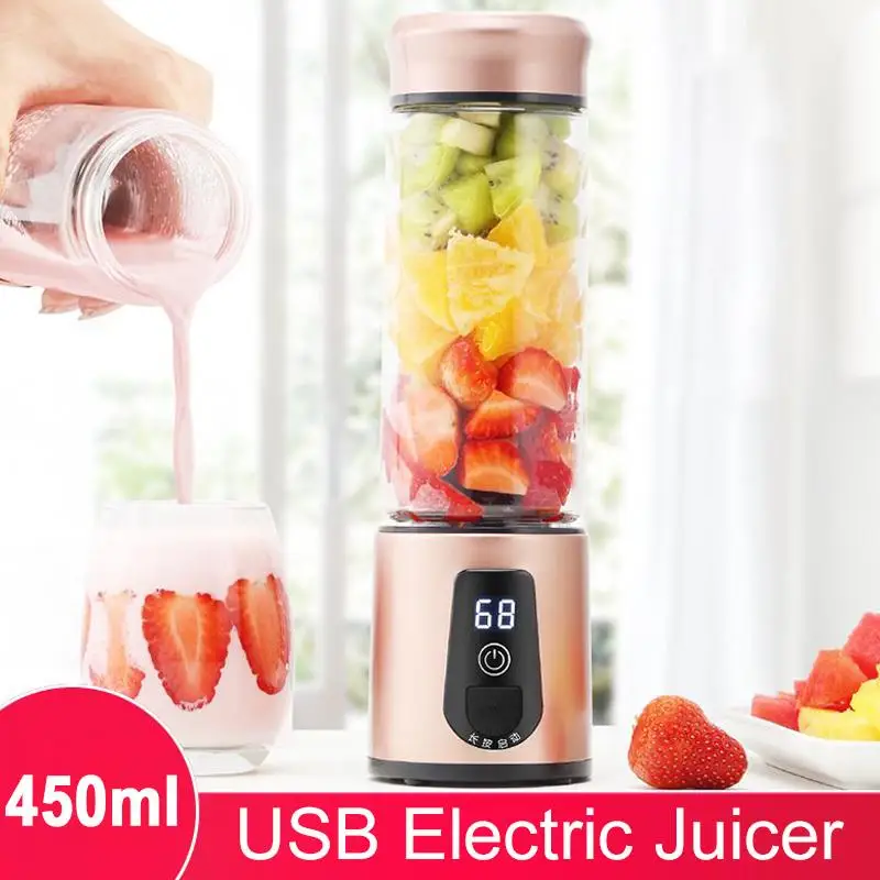 

Juice Cup Blender Fruit Mixer Fruit Juice Blender Portable Battery 450mL 6 Blade Electric Healthy Drinking Protein Shake