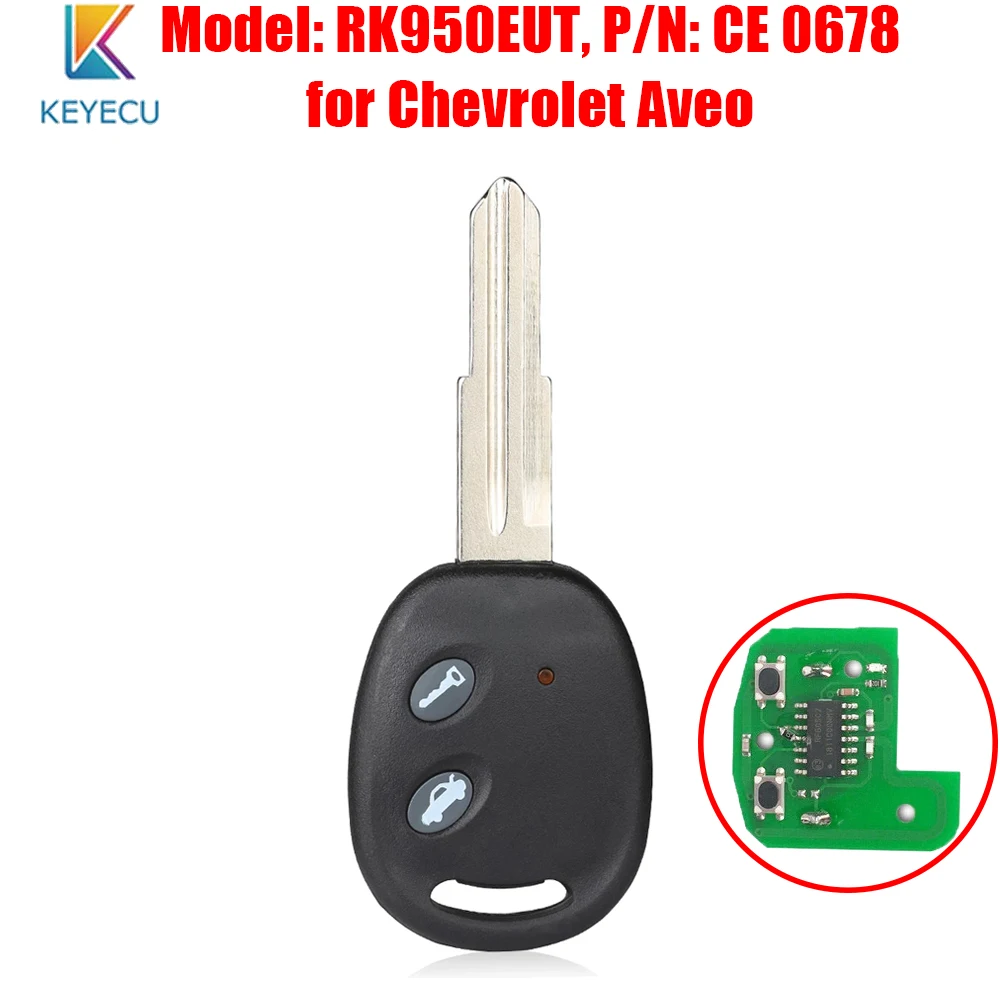 

KEYECU Smart Remote Car Key FOB 433.92MHz 48 Chip 2B for Chevrolet Aveo 2009 2010 - 2014 2015 2016 Model: RK950EUT P/N: CE 0678