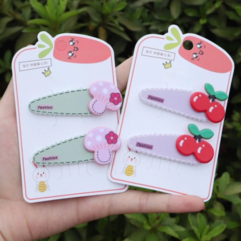 

INS 2Pcs/set Fruit Baby Hair Clips Cute Handmade Colorful BB Barrette Baby Hairpins For Girls Childern Kids Hair Accessories Hot