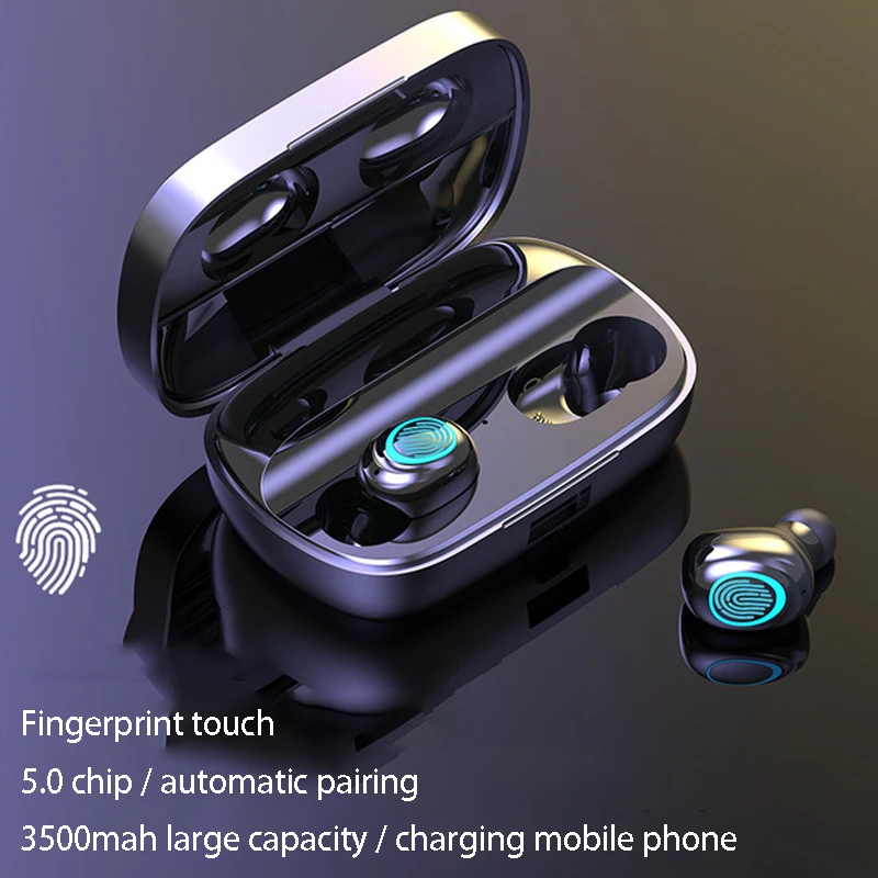 Waterproof binaural touch 2200mA large capacity charging tws wireless bluetooth headset 5.0 dual pass | Электроника