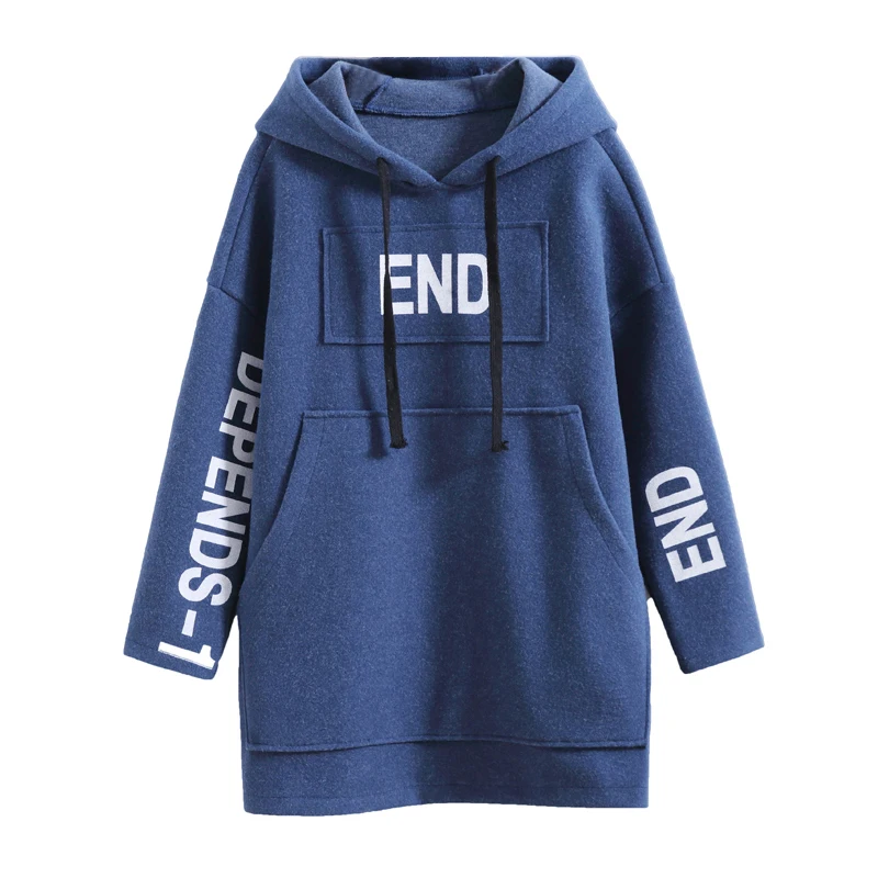  OUMENGKA Autumn Winter Women Sweatshirt Harajuku Letters Printed Woolen Hooded Jacket Full Sleeved 