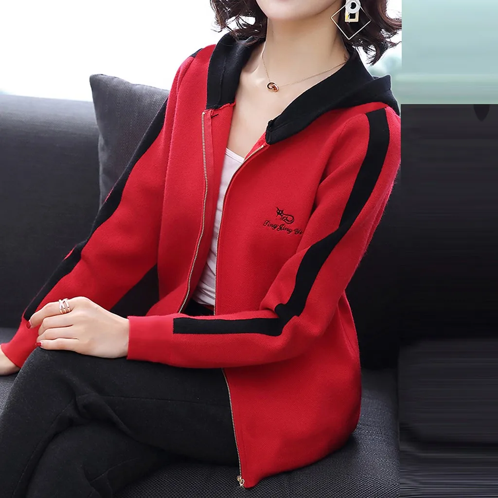 KANCOOLD coats Fashion Women Cardigan Coat Letter Printing Hooded Long Sleeve Blouse Sport new coats and jackets women 2019Oct10