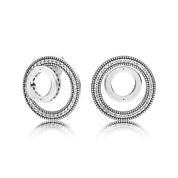 

S925 Sterling Silver Original Pan 1:1 Logo Forever Signature Europe Stud Earrings For Women Bead Charm Holiday Gift DIY Jewelry