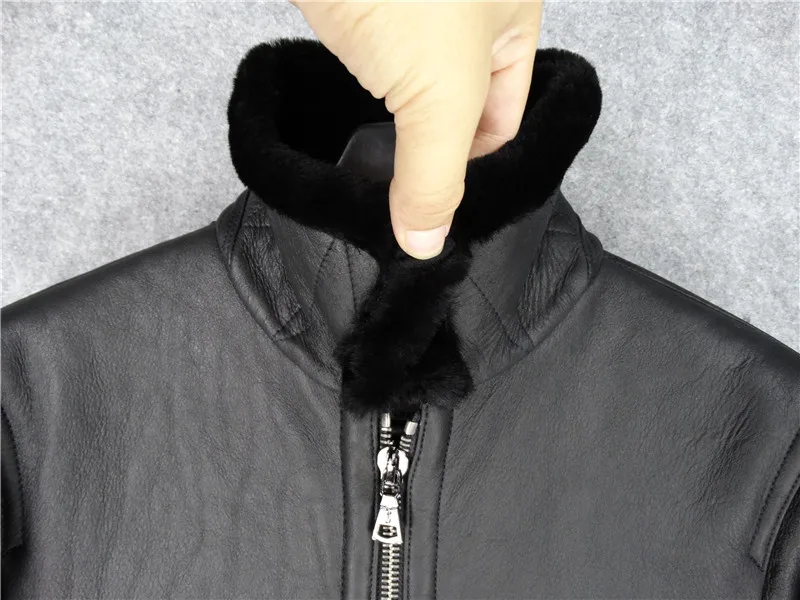 Брендовое Новое мужское пальто из натурального меха, кашемировая куртка с подкладкой, теплая зимняя верхняя одежда для мужчин, черный цвет, большие размеры