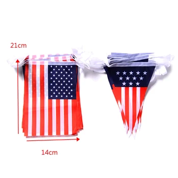 

20pcs Small Flags String Bunting Banner US independence Day flags rope 14*21cm
