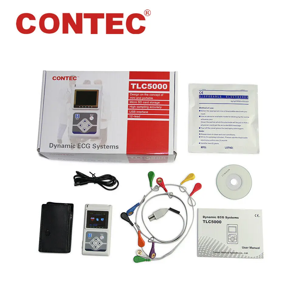 CE FDA TLC5000 ЭКГ/ЭКГ 24 часа рекордер 12-канальный монитор Holter анализатор