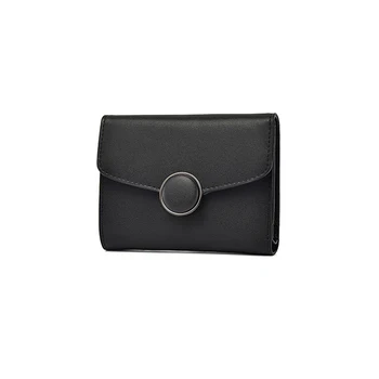 

Leather 2020 New Style Wallet Card Holder Women's Locking Buckle Business Short Purse Tri-Fold Wallet Women's Fashion Clutch Bag