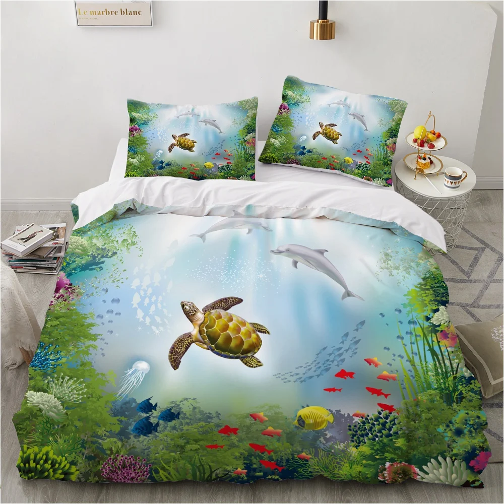 Set Di Biancheria Da Letto Stampato In 3D Cartone Animato Di Lusso Tartaruga Marina Roclet Astronauta Single Queen Double Full King Twin Bed For Home 