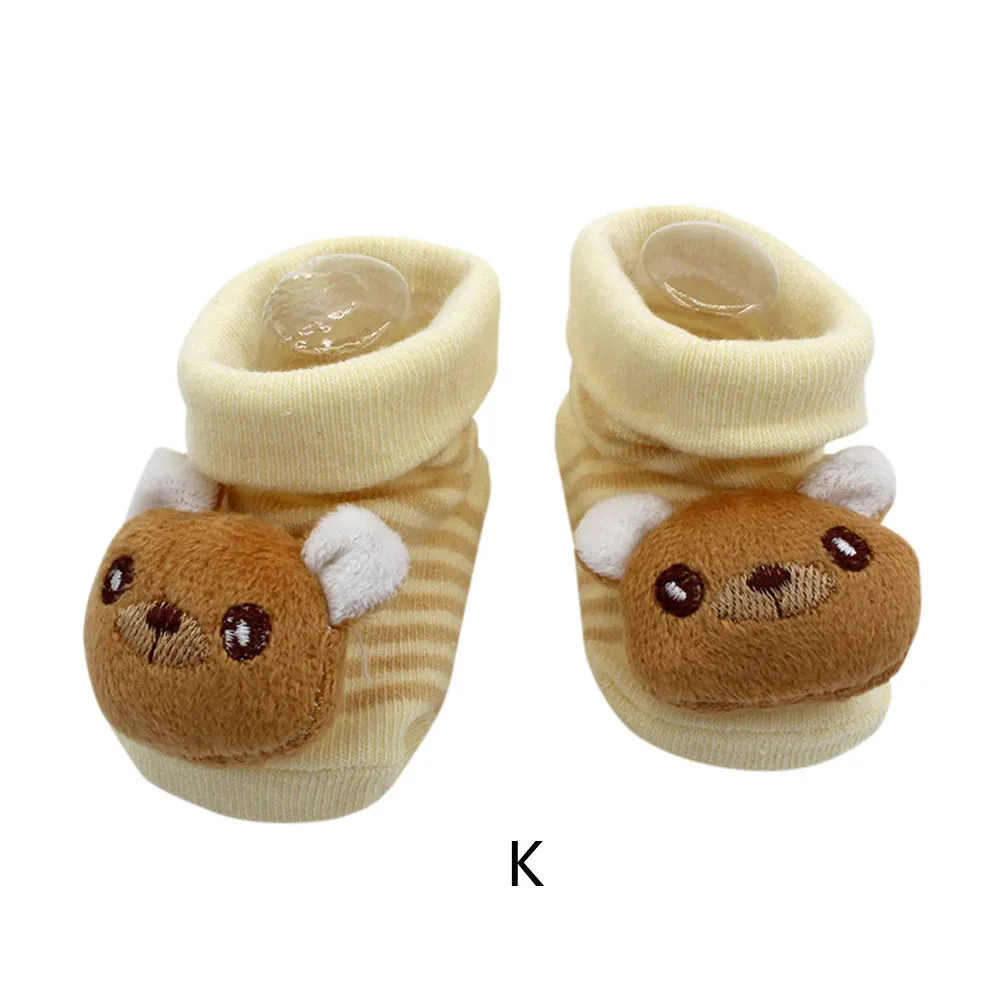 Нескользящие носки-тапочки для новорожденных девочек и мальчиков с героями мультфильмов обувь для малышей удобные хлопковые носки для малышей от 0 до 2 лет - Цвет: K