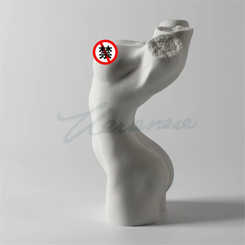 Simple Modern Creative Matt Glaze Naked Lady Figure Art Sculpture Art Nude Girl Chest Statue Ceramic Craft Home Decoration R3102