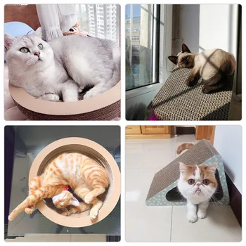 

Triangle Pet Cat Scratch Board Cat Toy Bell Ball Playing Scratcher Pad Scratching Ramp Corrugated Cardboard Cat Scratch Toy