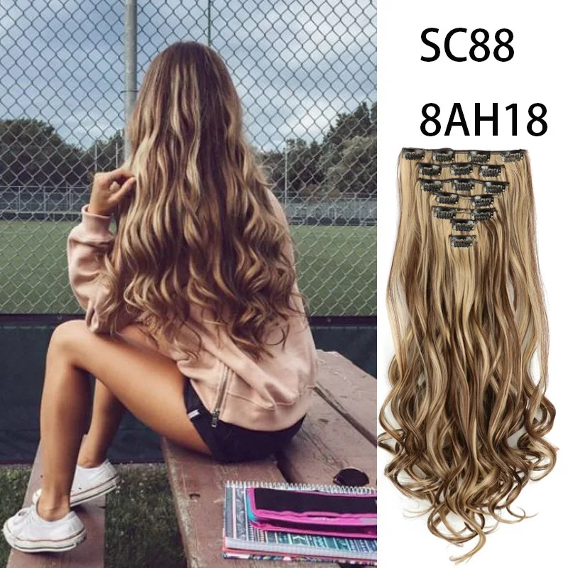 

CLOTHOBEAUTY 1Pcs Long Synthetic Hair Clip In Hair Extension Heat Resistant Hair piece curly Women Natural Wavy Hair(22'',130g)
