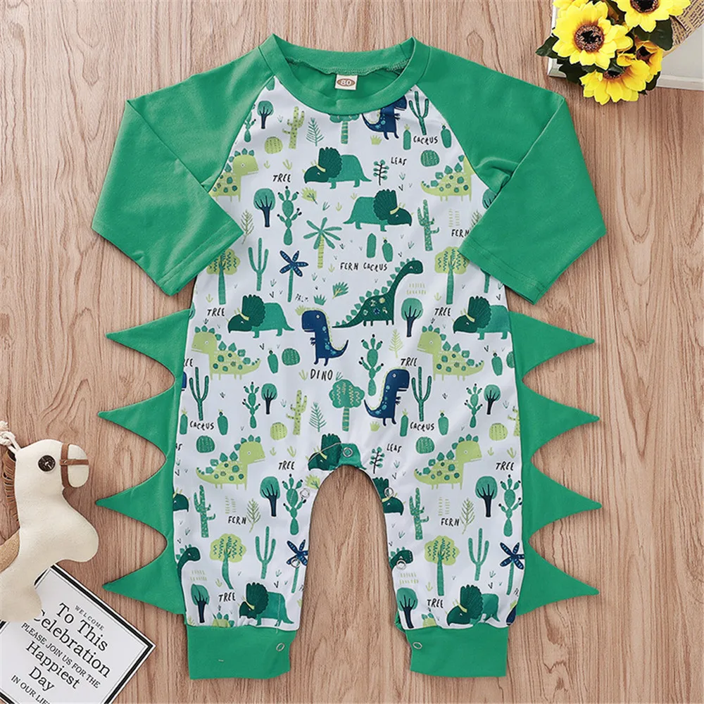 

Newborn Jumpsuit Baby Boys Clothes 3D Dinosaur Print Kid Romper Toddler Cute Long Sleeve Outfits Cotton Infant Children Clothing