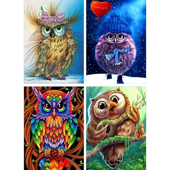 

4 Sets Owl 5D Full Drill Diamond Painting Embroidery Cross Stitch Kits DIY Decor 4XFA