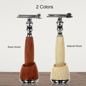 

Barber Razor Shaving Kit Safety Double Edge Safety Razor with Stand Aluminum Alloy Handle Manual Beard Mustache Removal Tool