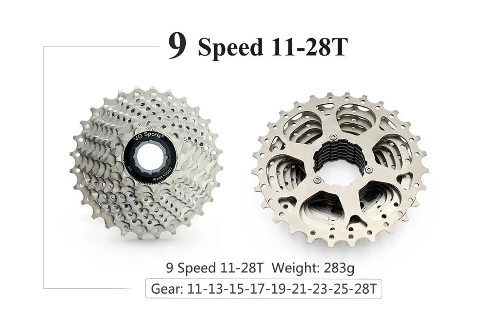 8s 9s 10s 11s кассета 11-25T 26T 28T 32T 36T Запчасти для велосипеда свободного хода 8 9 10 11 скоростной маховик Звездочка для шоссейного велосипеда - Цвет: 9S 11-28T G