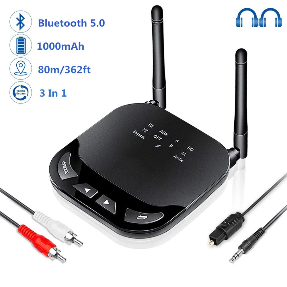 Bluetooth 5,0 передатчик приемник 3 в 1 AptX низкая задержка HD ТВ автомобильный ПК аудио беспроводной адаптер 3,5 мм, AUX, разъем