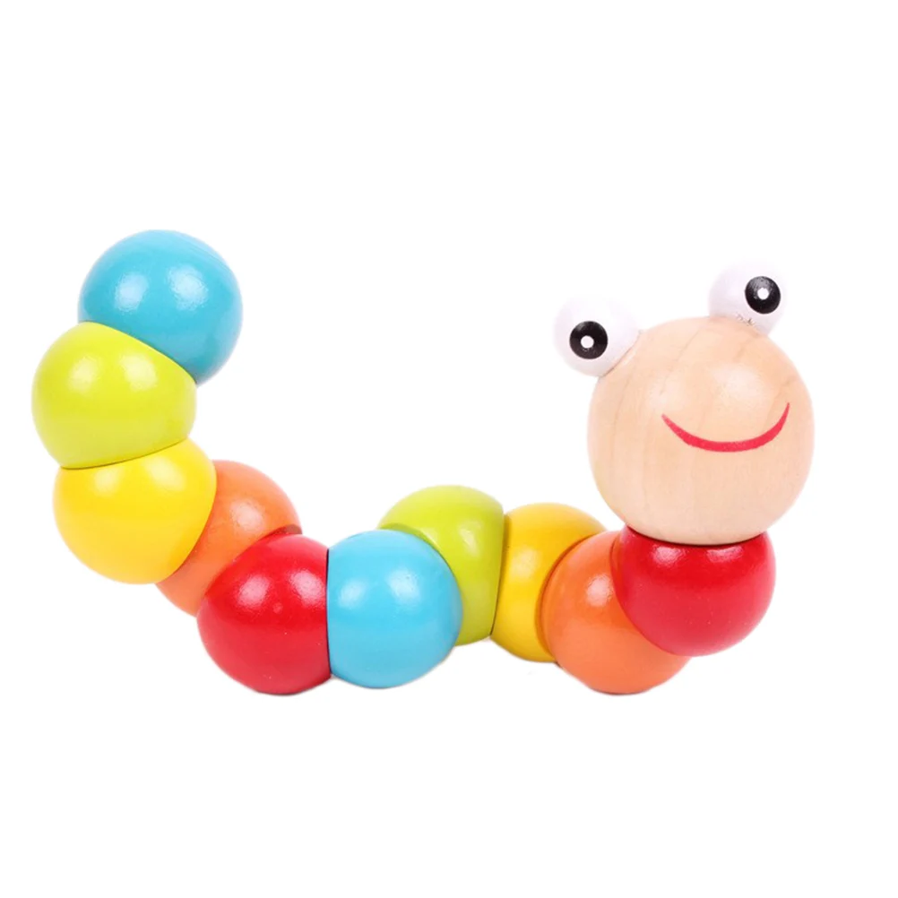 Деревянный червь Пазлы игрушка скручивание Гибкие Животные головоломки милые развивающие игрушки пальчики игры для детей Монтессори подарок