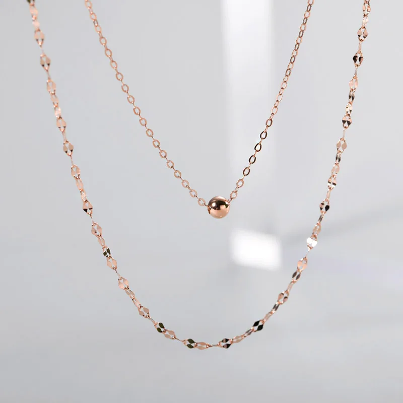 Silver Necklace 925 Sterling Silver Double Layer Necklace Round Bead Chain Cute Choker Wedding Gift For Girl Fine Jewelry NK080 Pendant Necklace Silver Necklace Charms
