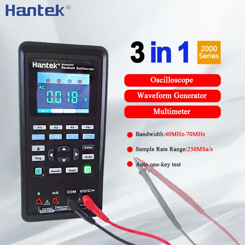 Hantek 2 in 1 Handheld oscilloscope 2C42/2C72/2D42/2D72 DMM Multimeter tester