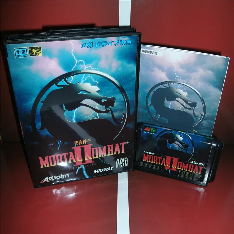 Mortal Kombat 2 Япония крышка с коробкой и руководство для MD MegaDrive Genesis Видео игровой консоли 16 бит MD карты
