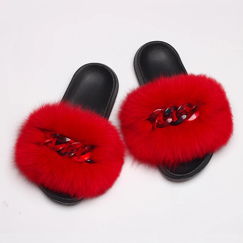

Women Sandals Fuzzy Slides Red Lips Decor Fluffy Slippers Female Luxury Brand Outdoor Casual Faux Fur Shoes Furry Slippers 2022