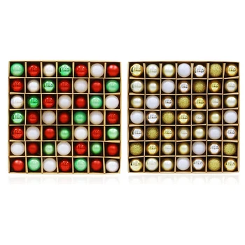 

98Pcs Christmas Tree Decor Ball Bauble Hanging Xmas Party Ornaments Decoration Christmas Tree Pendants - 49 Pcs Platinum & 49Pcs