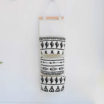 

DUNXDECOStorage Hanging Pocket Room Organise Wall Door Hanger Storage Nordic Simple White Black Cactus Kid Room Decoration