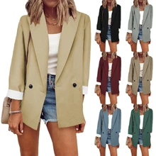 

Solid Blazer Coat For Women Plus Size Clothing Double Breasted Fashionable Casual Blazers Multicolor Loose All Match Suit Ladies