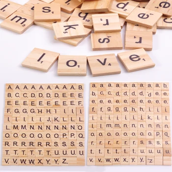 

100Pcs Wood Scrabble Tiles Letter Alphabet Scrabbles Number Craft Wooden English Words Digital Puzzle