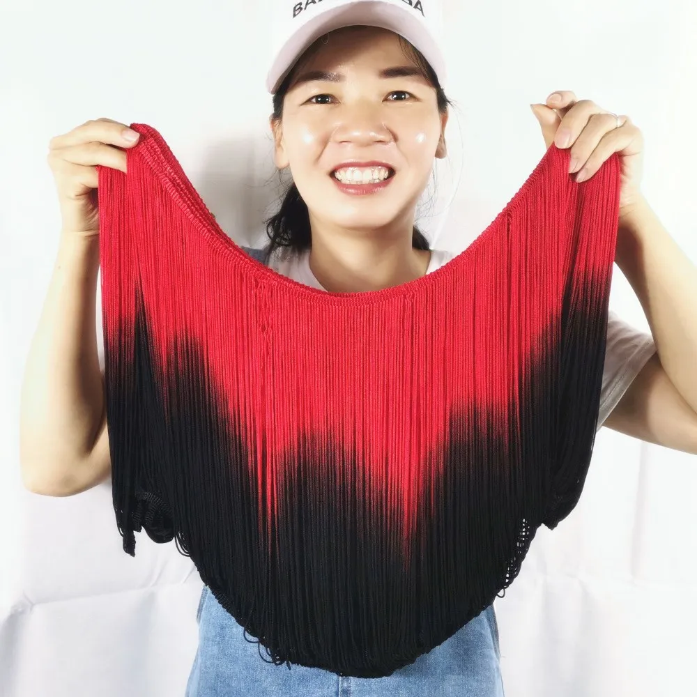 10 Yards Diy Clothes Latin Fringe Tassel Soft Rayon Macrame Dance Dress Trimming Samba Skirt Tassel Red Black 25cm