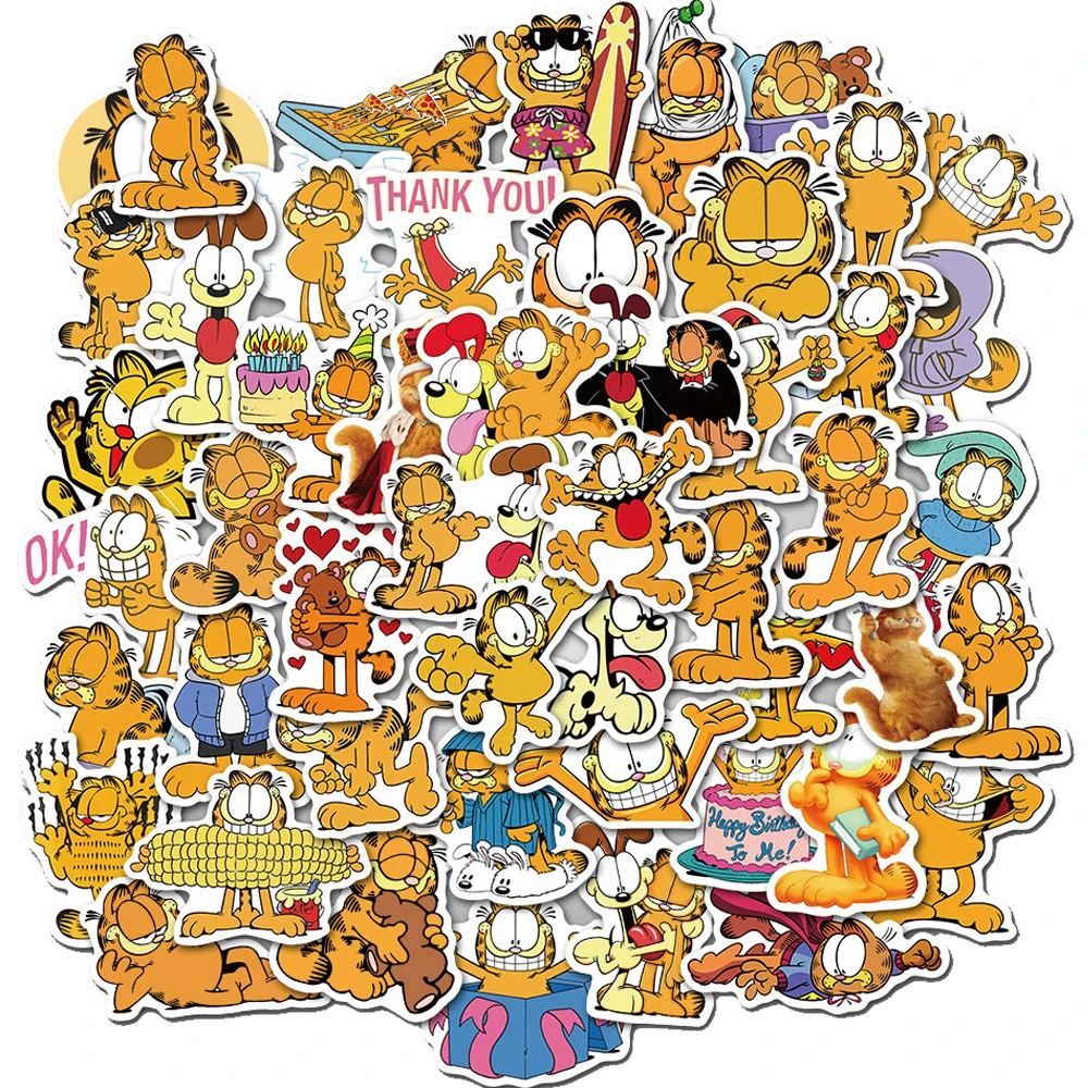 

50PCS Cute Garfield Cartoon Cat Stickers Waterproof Skateboard Guitar Laptop Fridge DIY Decal Graffiti Sticker Kid Classic Toy