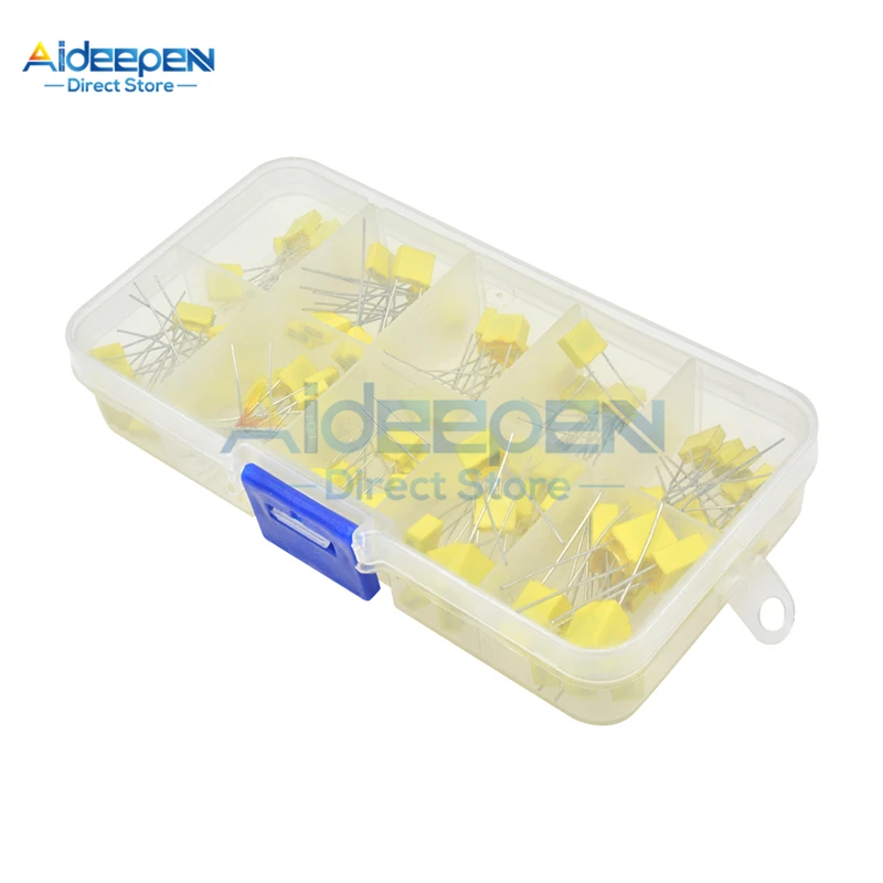 100Pcs/lot Correction Capacitor 5% 1nF~470nF 63V-100V Polypropylene Safety Plastic Film Capacitance With Plastic Case