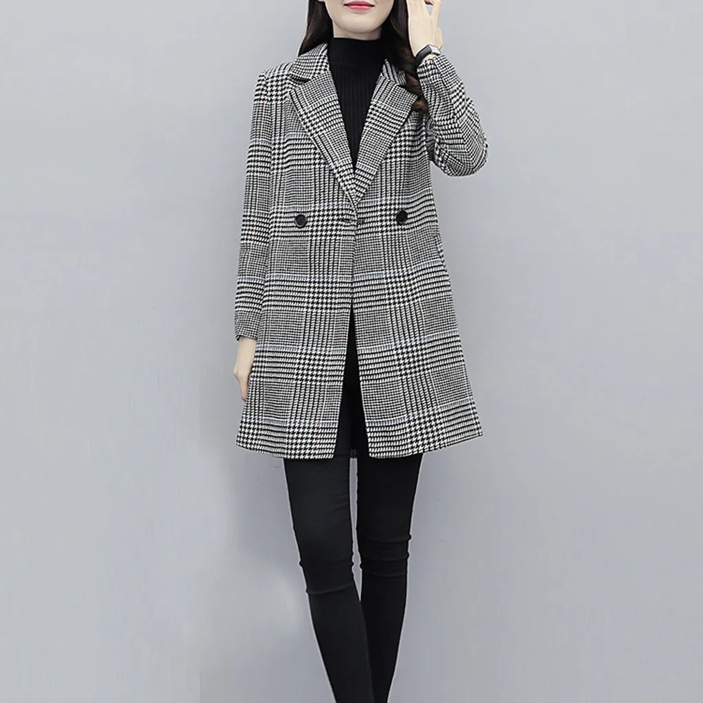 JAYCOSIN, женское корейское зимнее пальто, элегантные топы, длинные, полиэстер, теплая ветровка, с отворотами, для офиса, зимнее пальто для женщин