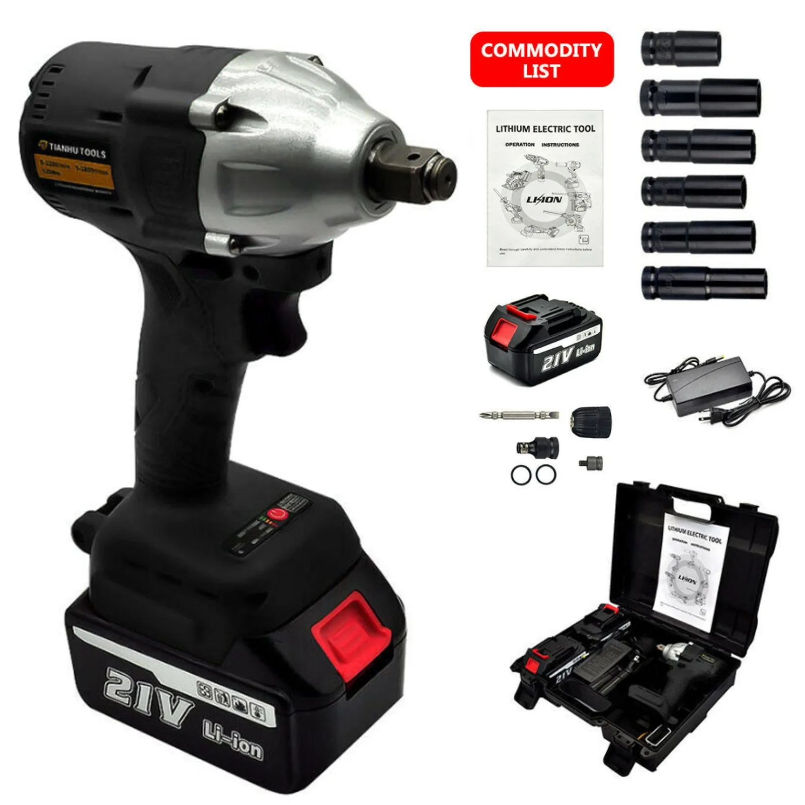 US 21V Electric Impact Wrench Drill Rattle Nut Gun Cordless For Makita Battety