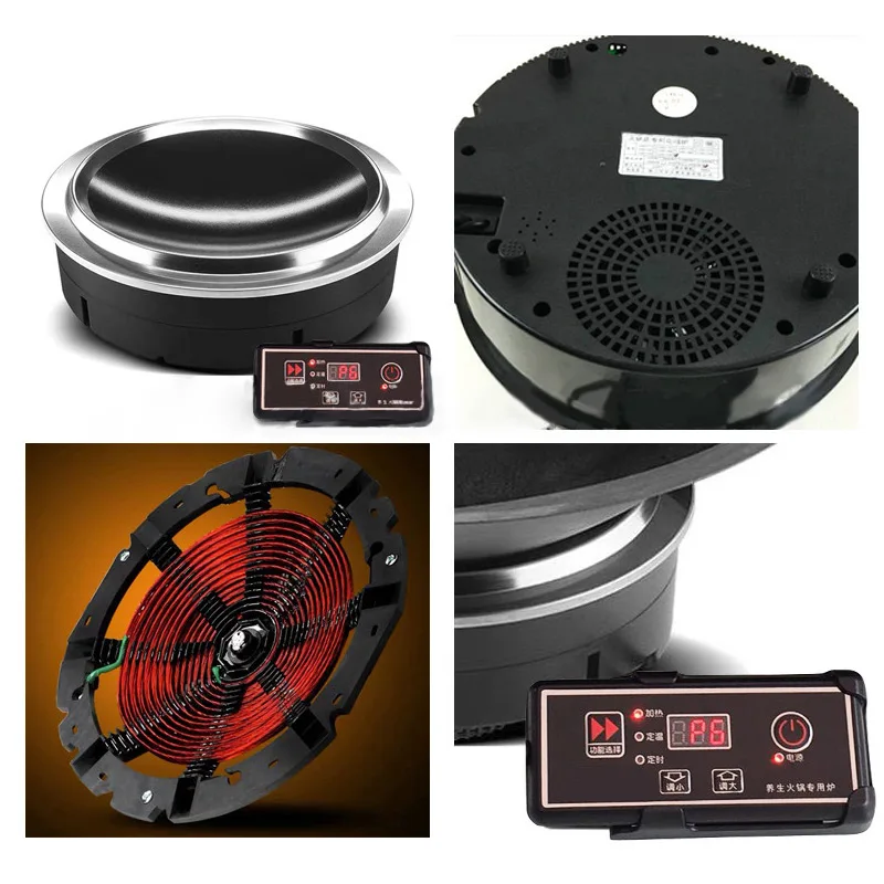 3000W Big Power Commercial Induction Cooker Circular Concave Embedded Hotpot Cooker Timing Round Electromagnetic Oven